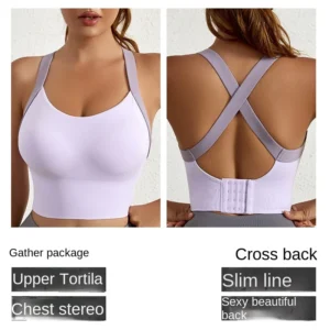 Women's Plus Size High-Strength Shockproof Running Anti-Sagging Yoga Vest Steel Ring Breathable Quick Dry Lightweight Sports Bra Pack of 2