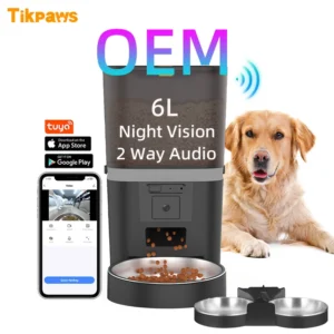 OEM 6L Dog Food Dispenser With Camera Smart App Portion Control Pet Cat Food Dispenser Automatic Dog Feeder With Camera Timer Pack of 8