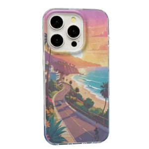 California Beach Sunset Scenery UV Painted Transparent Soft TPU Shockproof Lens Protection Anti-Fingerprint Case Pack of 5
