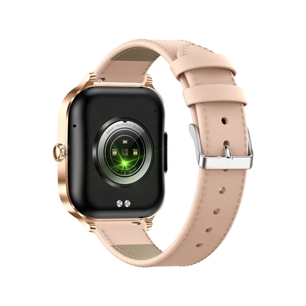 Fashion Ladies Leather Strap Smartwatch MK88 1.75 Inch Square Touch Screen Women BT Call Sleep Heart Rate Monitor Smart Watches - Image 4