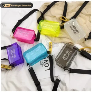 KALANTA Sac Wholesale Summer Women Printing Custom Logo Pvc Mini Purse Jelly Transparent Shoulder Messenger Mobile Phone Bag Pack of 10