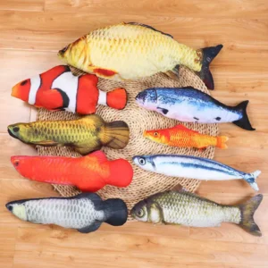 Wholesale Cat Sleeping Chew Toy Fish Plush Pillow Many Types of Fish Cat Toy Pack of 5