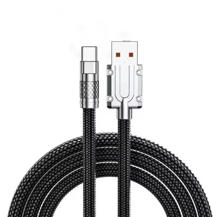 Super Fast Charge Type-C Nylon Charging Cables Popular 120W Braided Thick USB Charger Phones Mobile Phones Cable Pack of 20