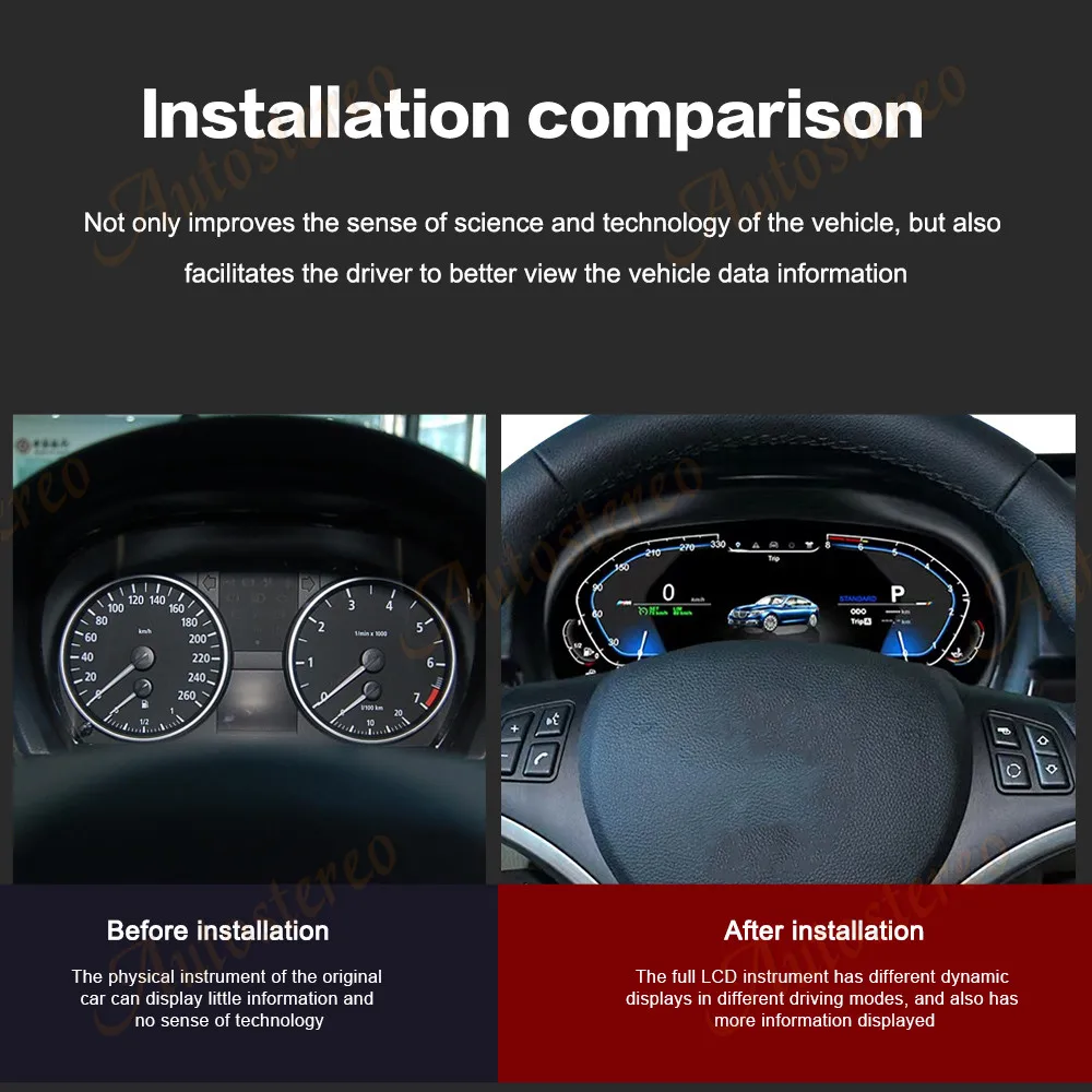 12.3 Inch Car Digital Odometer Screen Carplay for BMW OId 3 Series LCD Instrument Panel 2005-2012 Speed Meter Virtual Cockpit - Image 3