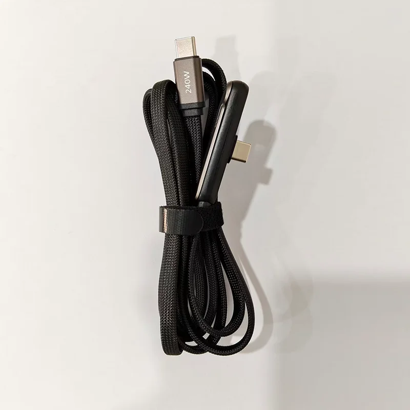 Wholesale 240W 1.5M Nylon Braided 2 in 1 Data Cable with Phone Holder 360 Degree Rotation Type-C Cable for iPhone for Android Pack of 10 - Image 2