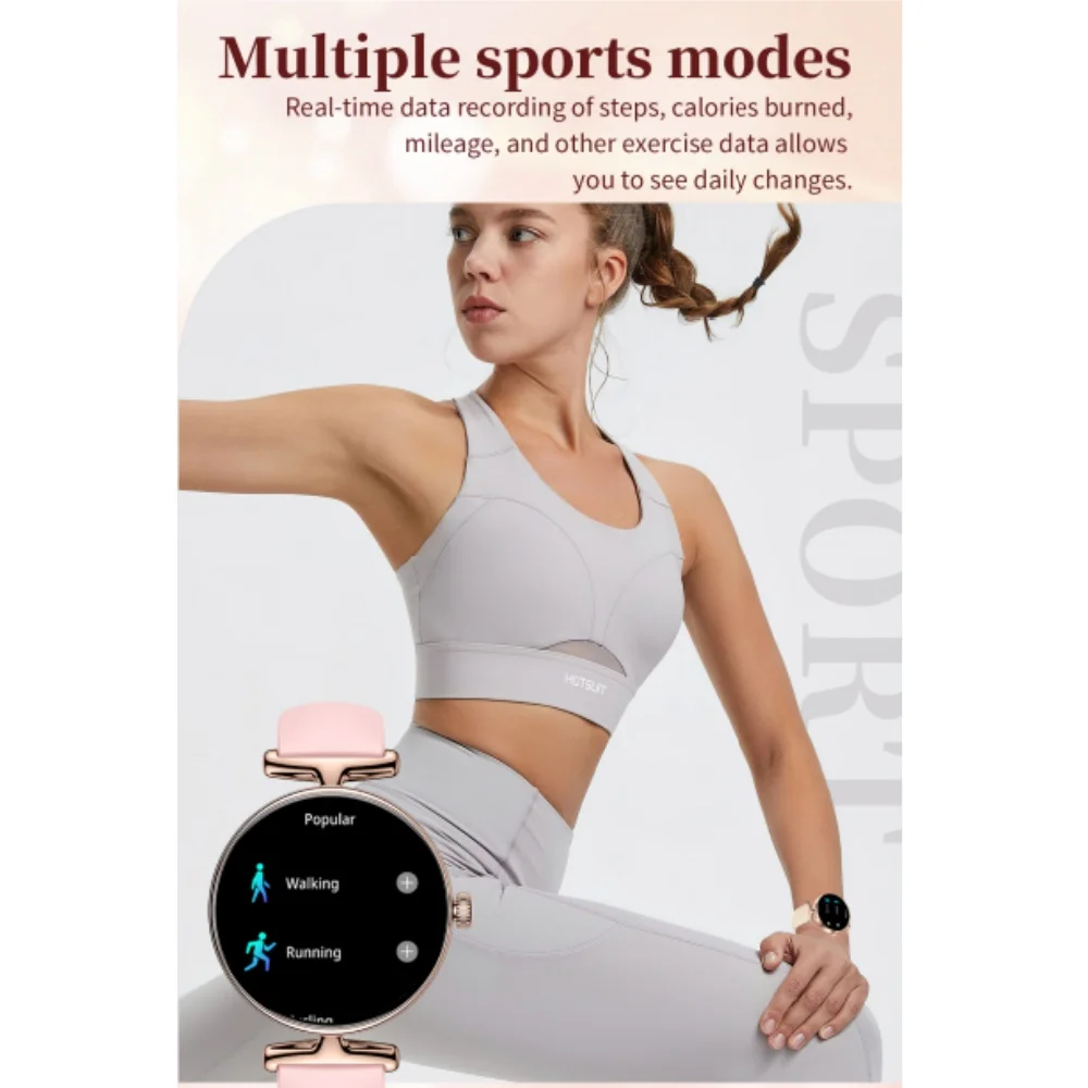 V81 Women's Fashion Smart Watch 1.19inches HD Screen Heart Rate Sleep Monitoring Calorie Fitness Tracker Multiple Sport Modes - Image 4