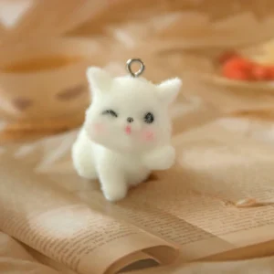 Flocking Resin Creative Yoga Cat Charms Cute Plush PendantDIY Handmade Keychain Bag Pendant Jewelry Accessories Material Pack of 5