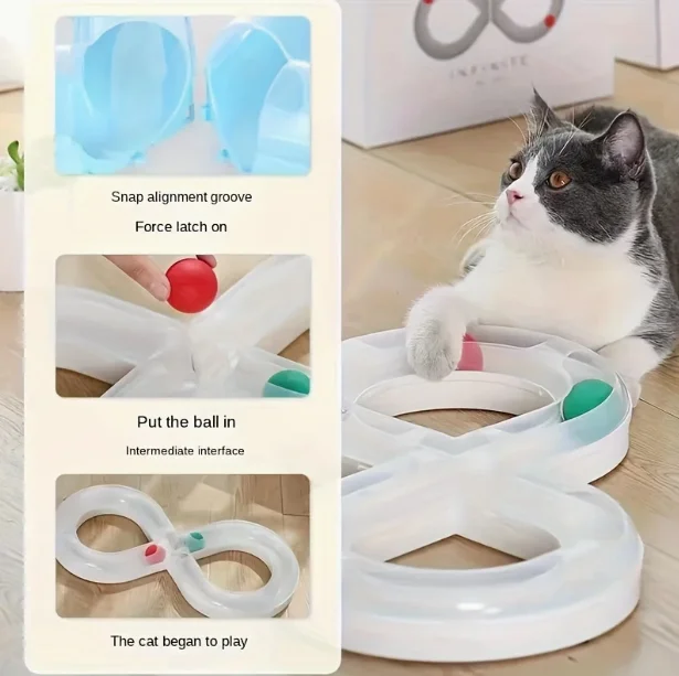 Interactive Cat Spinner Toy - Durable Plastic Circle Track with Balls for Indoor Kittens & Cats, Fun Exercise Play Accessory Pack of 2 - Image 3