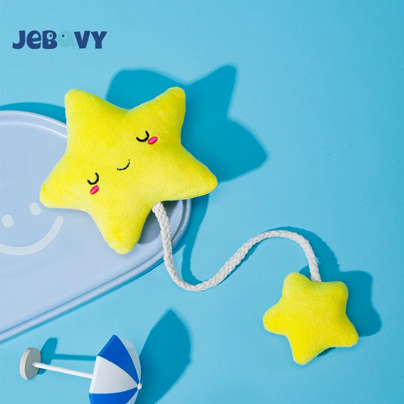 Wholesales Puppy Teeth Cleaning Toy Star Squeak Pet Dog Toy Plush Custom With Rope Pack of 2 - Image 3
