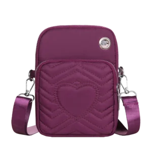 Solid Color Heart Shape Press Pattern Fashion High Grade Mobile Phone Bag