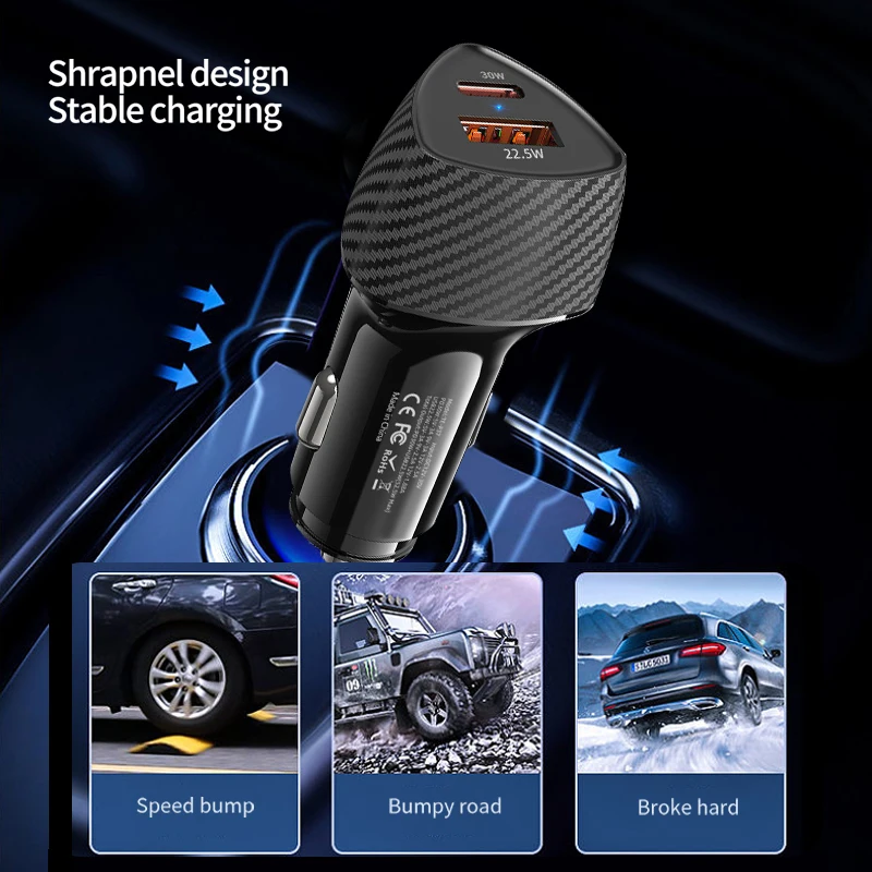 Fully Compatible All Phones Cigarette Lighter Mobile Phone Car Charger 52.5W Mobile Phone Fast Flash Charging Adapter Wholesale Pack of 10 - Image 3