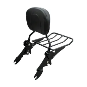 Motorcycle Adjustable Detachable Backrest Sissy Bar Luggage Rack Pad Fits for Harley Touring Road King 2009-15year