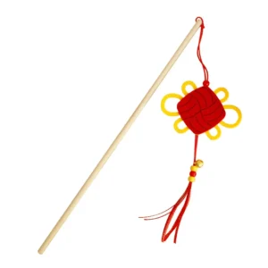 Pet New Year Chinese Style Cat Teaser Stick with Long Tassel Chinese Knot Design Cats Can't Tear Pack of 30