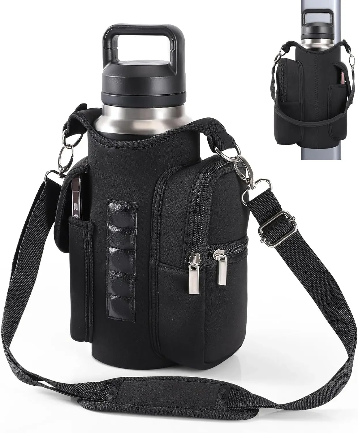 YTGEE Magnetic GYM Phone Bag Men Women Water Bottle Sleeve GYM Floor Organizer Outdoor Sport Crossbody Handle Pouch for Earphone Pack of 2