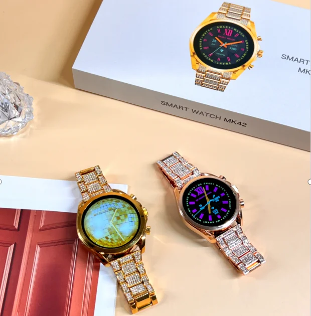 Female Smartwatch MK42 BT Call Diamond Metal Strap Multiple Sport Modes Voice Assistant Health Care tracker MK40 Smart Watch - Image 2