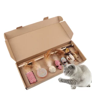 Pet Supplies Feather Bell Plush Mouse Cat Toys Gift Set 7 Piece Cat Tease Stick Pack of 10