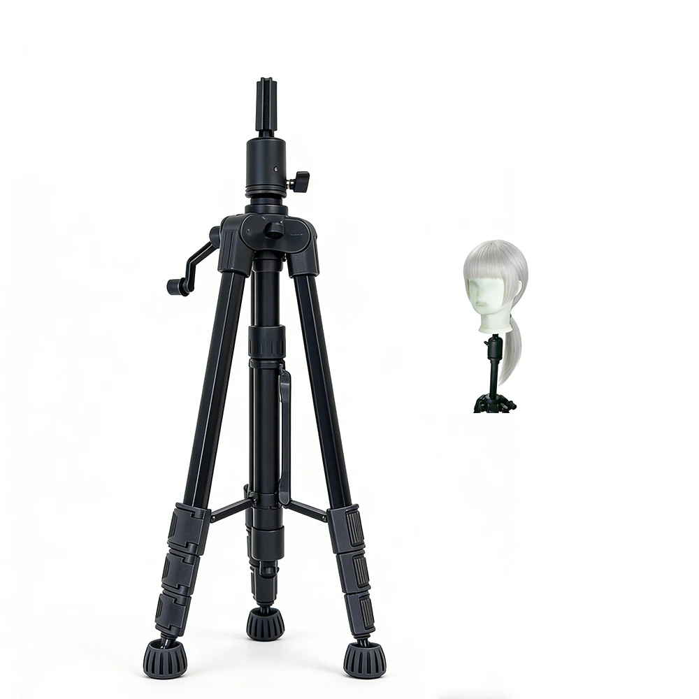 55" Professional Rotation 360 Wigs Tripod Stand for Head Hairdresser Practice Head Stand Wig Tripod Stand for Mannequin Head