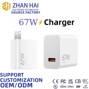 67W Charger Applicable for XiaoMi11 SamSungGalaxyS21 Iphone12 RedMi US Standard Fast Charger Plug PDPPS Protocol Fast Charger Pack of 200