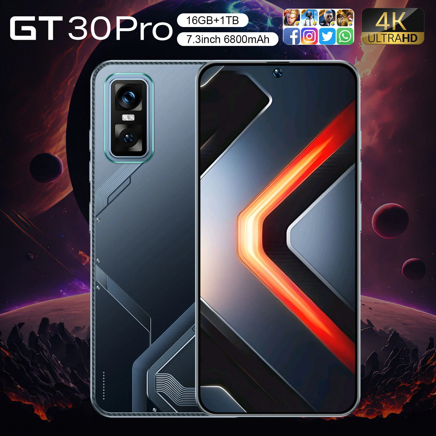 Attention to Detail New GT30 Pro 16G 1TB Octa Core 5G Gaming Smartphone AMOLED 144Hz 108MP CDMA LTE 120W Quick Charge - Image 3