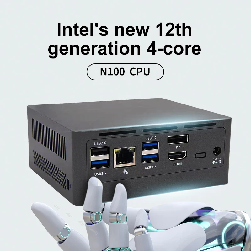 12th Gen Intel N100 Quad Core Processor Mini PC NUC Windows11pro 8Gb DDR4 3200Mhz SSD 12V Lan 4K Gaming - Image 2
