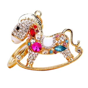 New Design Metal Cute Zodiac Horse Keychain Crystal Inlaid for Women Business Gift Pack of 5