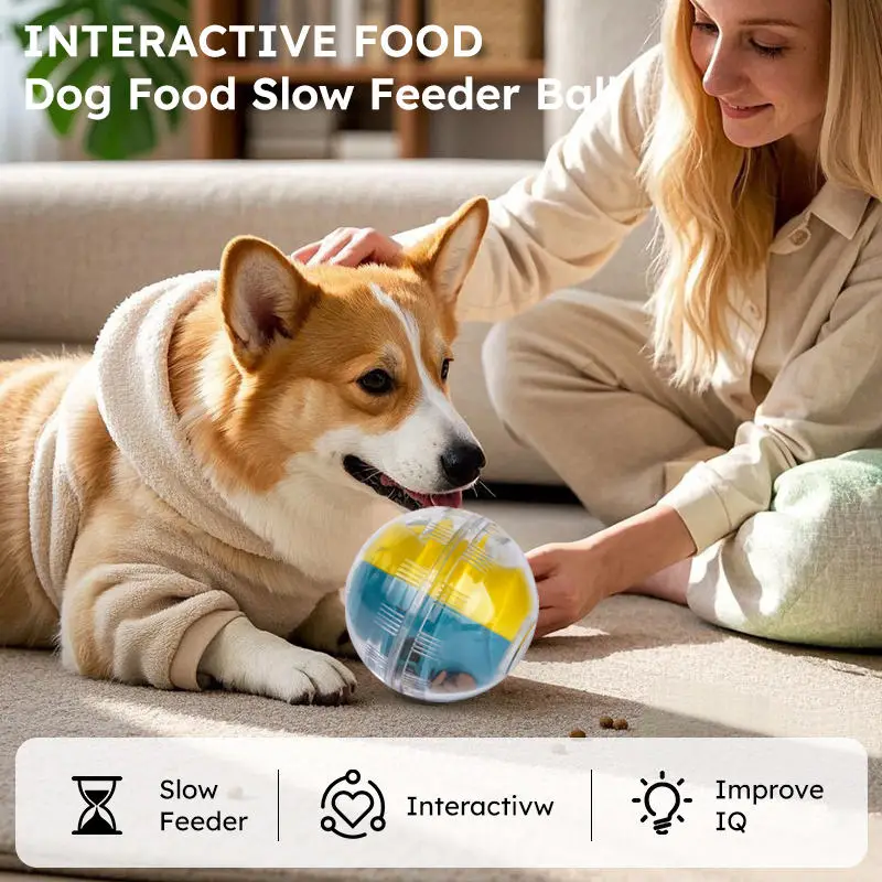 Dropshipping Clear Rotating Non-Toxic Dog Slow Feeder Ball Interactive Plastic Leakage Food Bite Resistant Pet IQ Treat Toy Pack of 2 - Image 2