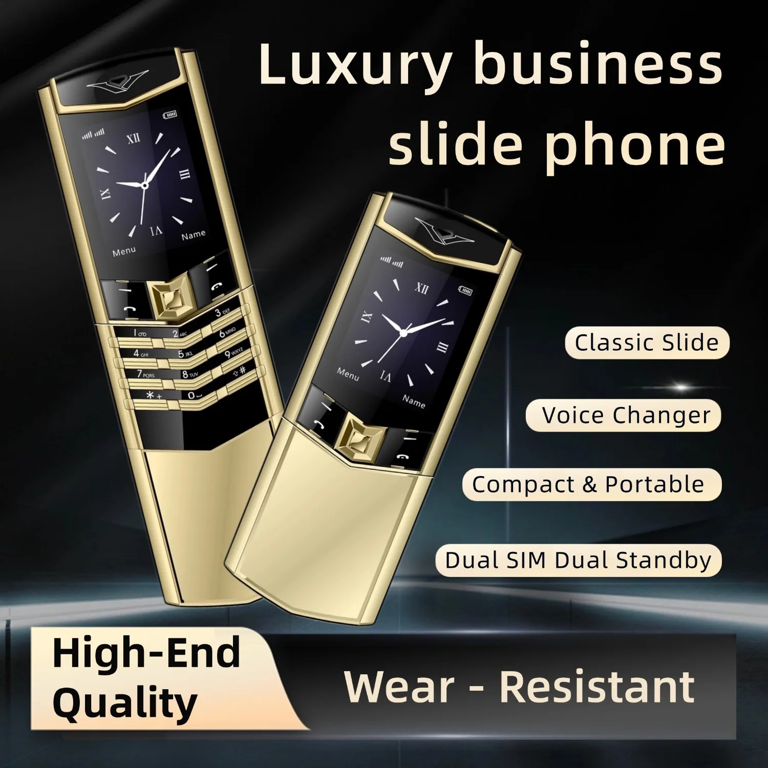 Classic Slide Phone Metal Body 2 SIM Cards 2.4-inch HD Screen Elderly and Business Backup Essential for Successful People - Image 4