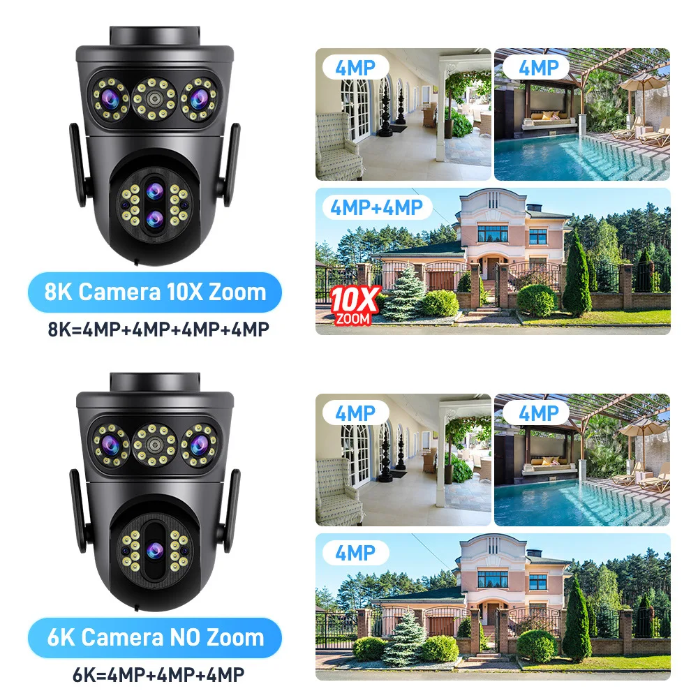 Rscamtom 12MP Full Color AI Security Wifi Camera Triple Screen Motion Detection Alarm Night Vision Two-Way Audio Cloud for - Image 4