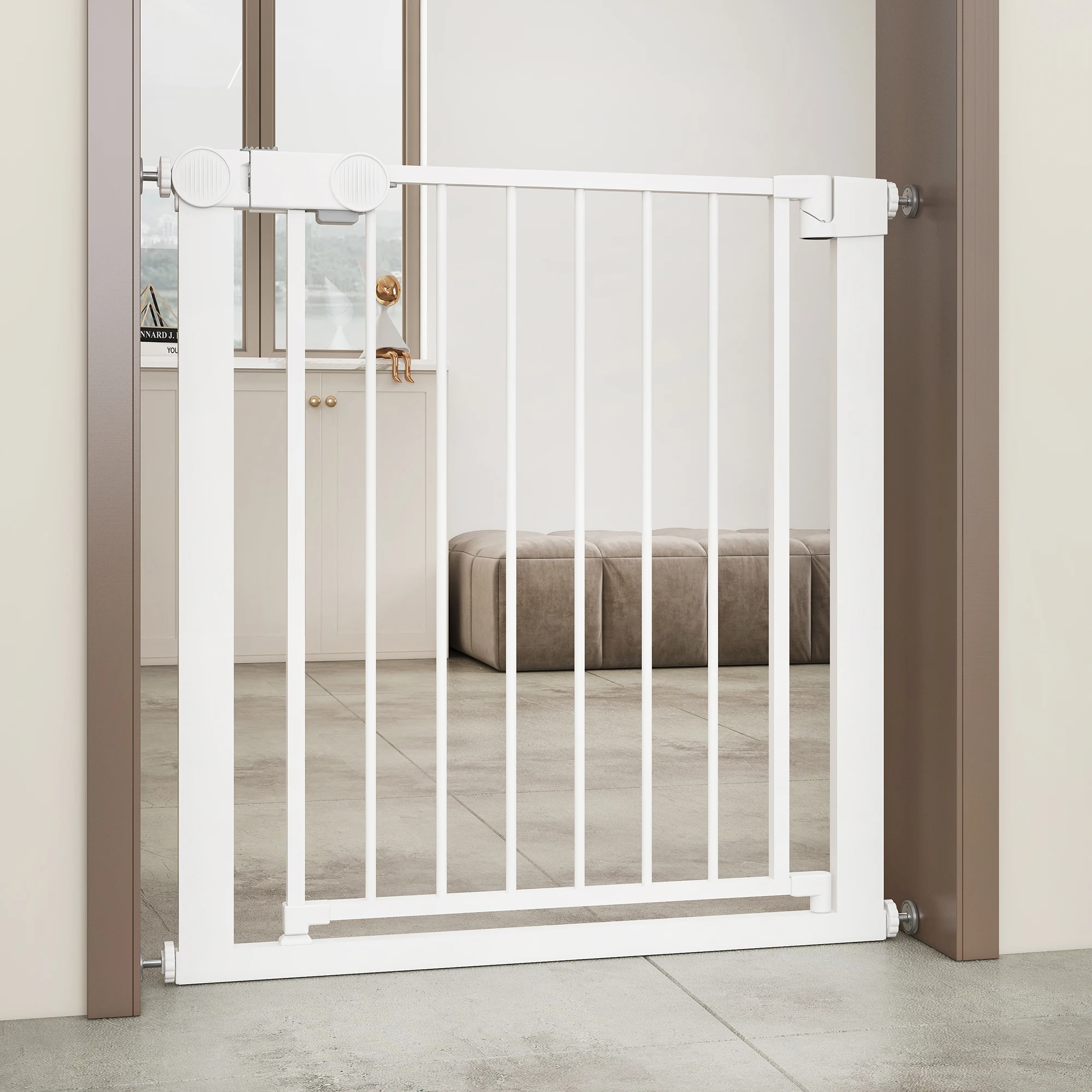 Extra Wide Pet Gate with Small Pet Door Includes 4-Inch Extension and Pressure Wall Mount Kit Solid Pattern for Dogs Pack of 5