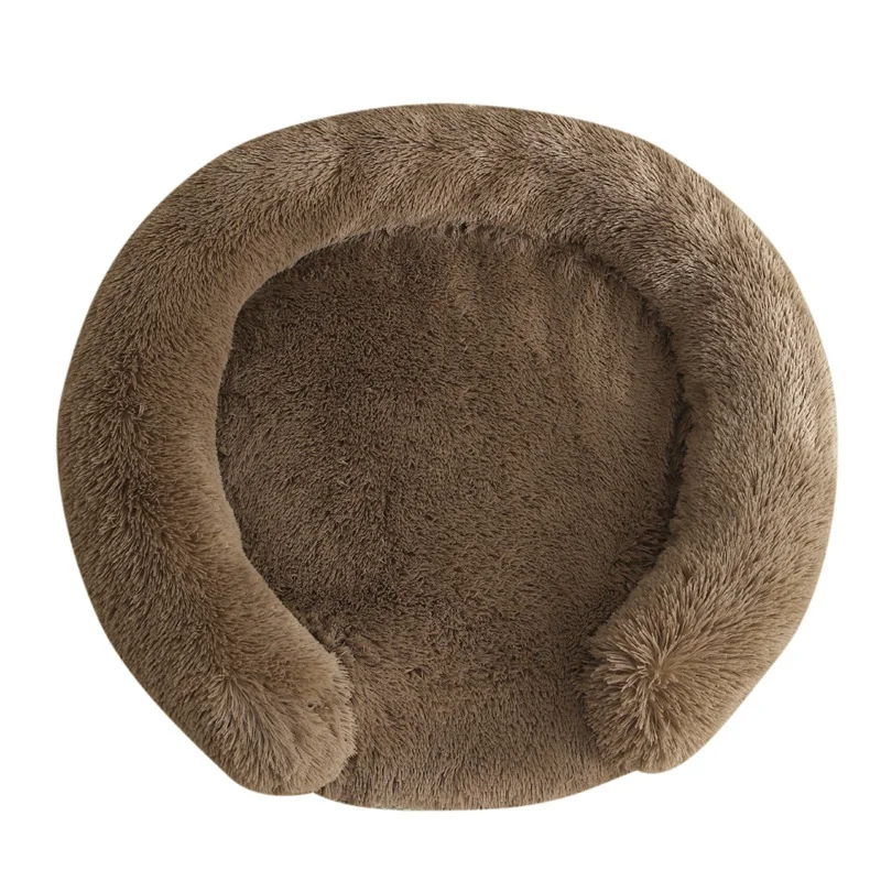 Waterproof Foldable Half Enclosure Large Pet Bed Winter Warm Long Plush Non-slip Fluffy Pet Mat for Cats Dogs with Solid Pattern Pack of 2 - Image 4