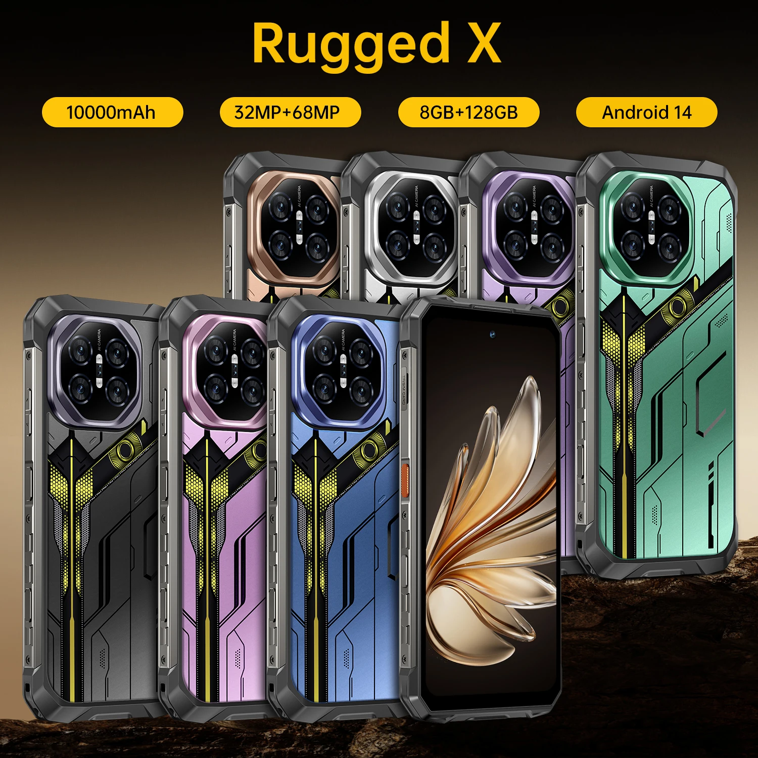RuggedX 8GB+128GB IP68 Waterproof Dustproof NFC Rugged Phone 10000mAh 32MP+68MP Night Vision 4G Rugged Cellphone - Image 3