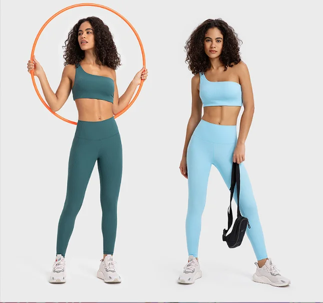 Premium Quality Women Sportswear 2 Piece Suit Activewear One Shoulder Sports Bra Yoga Sets Fitness Women Gym Fitness Sets Pack of 5 - Image 3