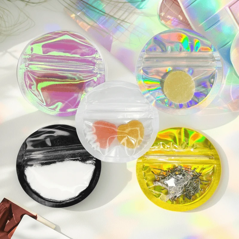 Holographic Colorful Zipper Pouch | Food-Grade Powder Packaging Bags for Jewelry, Cosmetics & Accessories Storage - Image 4
