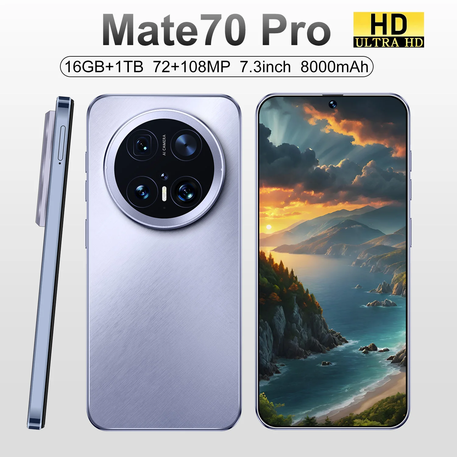 for Huawei Mate 70 Pro 5G Smartphone 16GB+1TB Android 14 7.3inch HD Facial Recognition Dual Card 100W Spanish Global - Image 2
