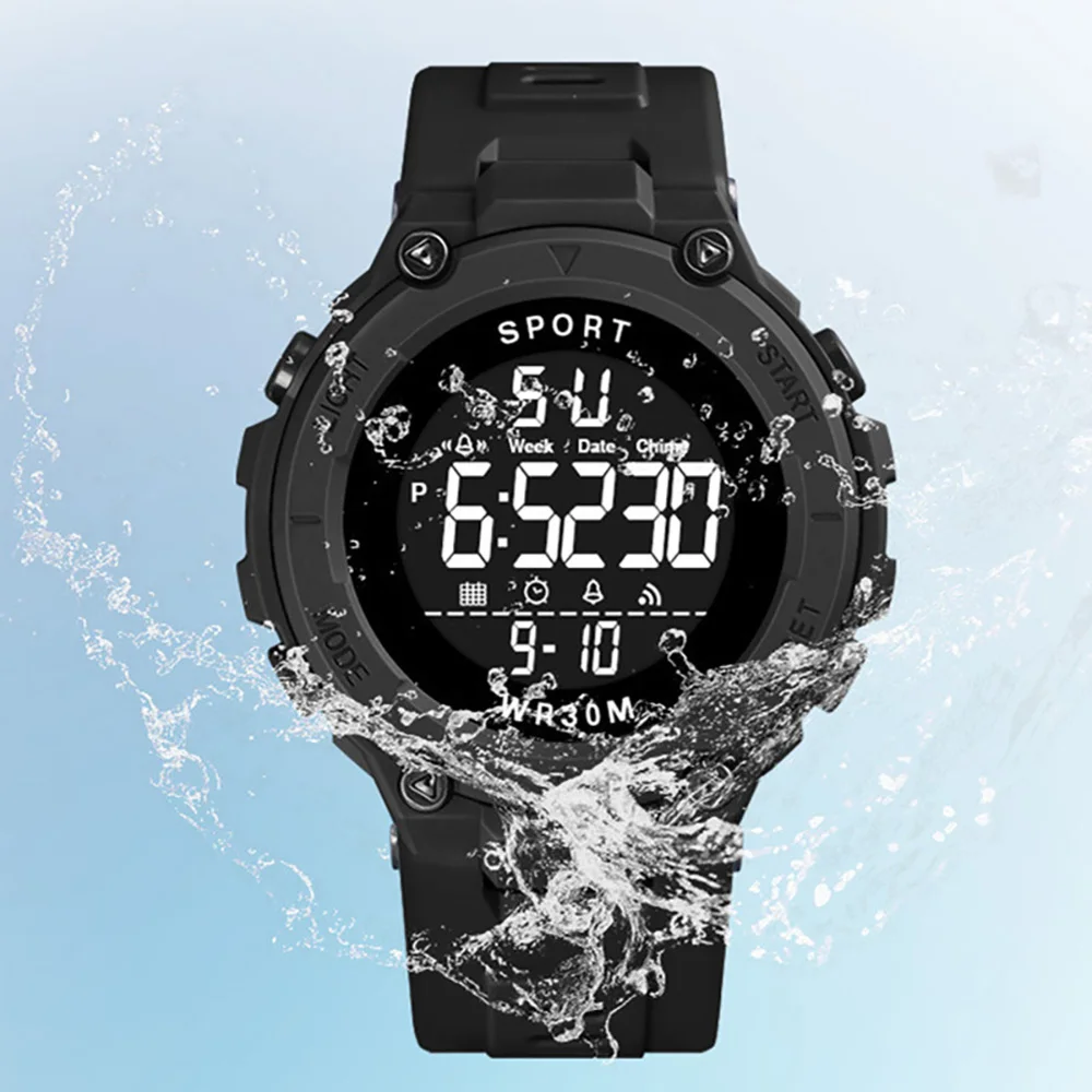 Mens Wrist Watches Water Resistant Luminous Stopwatch Timer Dual Time Display Digital Watch - Image 4