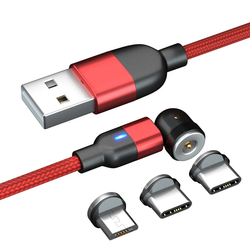 Wholesale 540 Rotation 3 in 1 Magnetic Usb Cable Data Cables Fast Charging Cable for Ip/Micro USB Type C Pack of 50 - Image 3