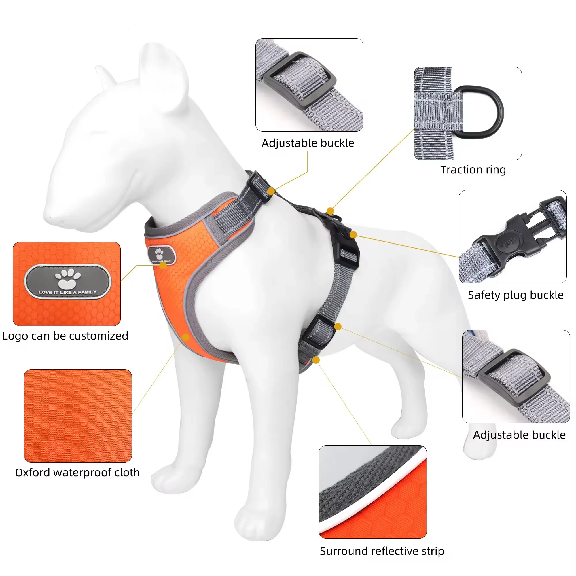 Joysing New Reflective Light Pet Harness Medium-Large Dog Vest With Back Strap for Traction XL Size Prevents Fierce Impact Pack of 10 - Image 2