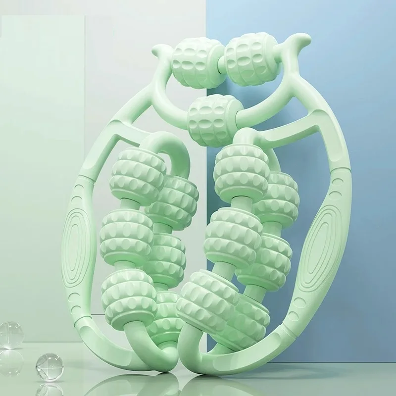 Upgraded 15-Roller Circular Massage Roller EVA+PP Manual Push-Pull Roller for Slimming Shaping Yoga Workout Muscle Relaxation Pack of 10 - Image 2