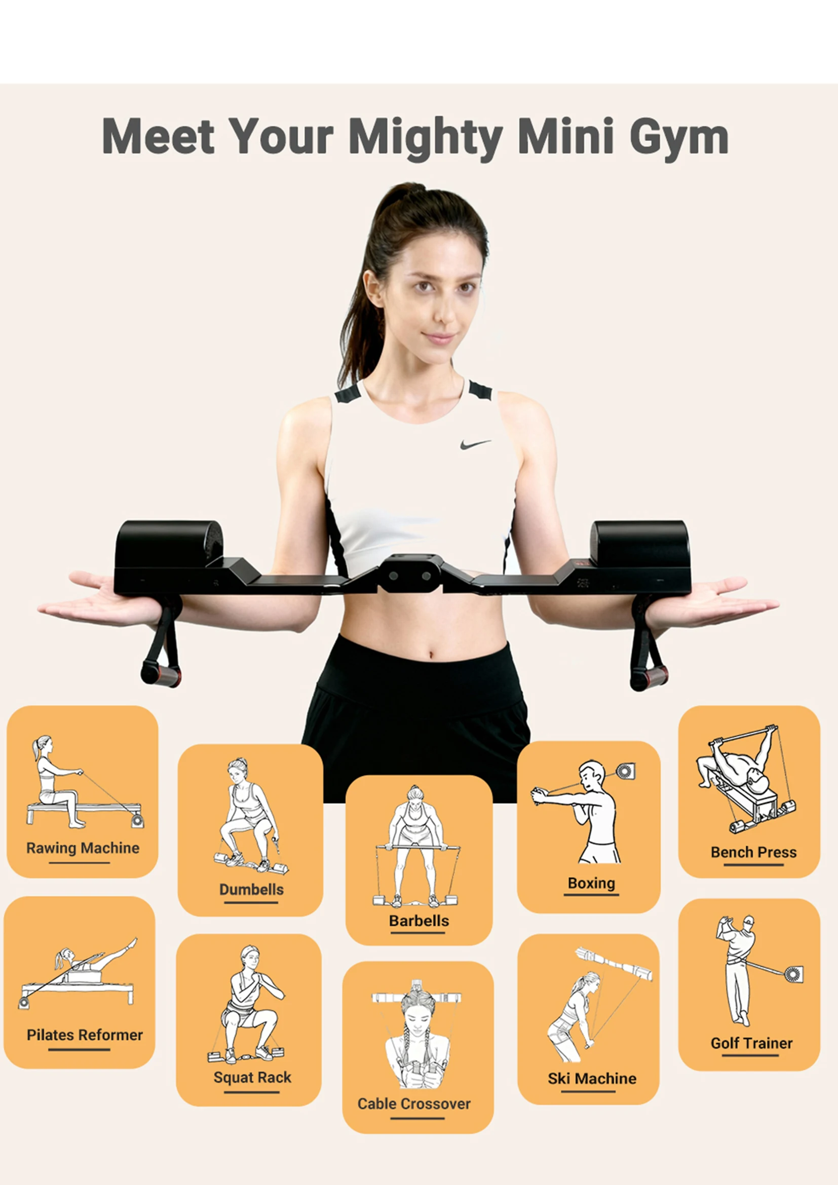 Home Workout Fitness All One Smart Home Gym Strength Training Wireless Ring Adjustable Resistance Portable Foldable Digital - Image 4