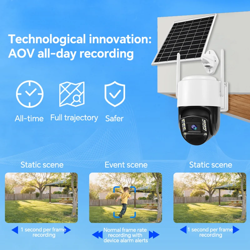 Rscamtom 2K Outdoor AOV 24-Hour Online Video Recording 4G Security Camera Full Color Night Vision Two-Way Audio 4G Solar Camera Pack of 2 - Image 2