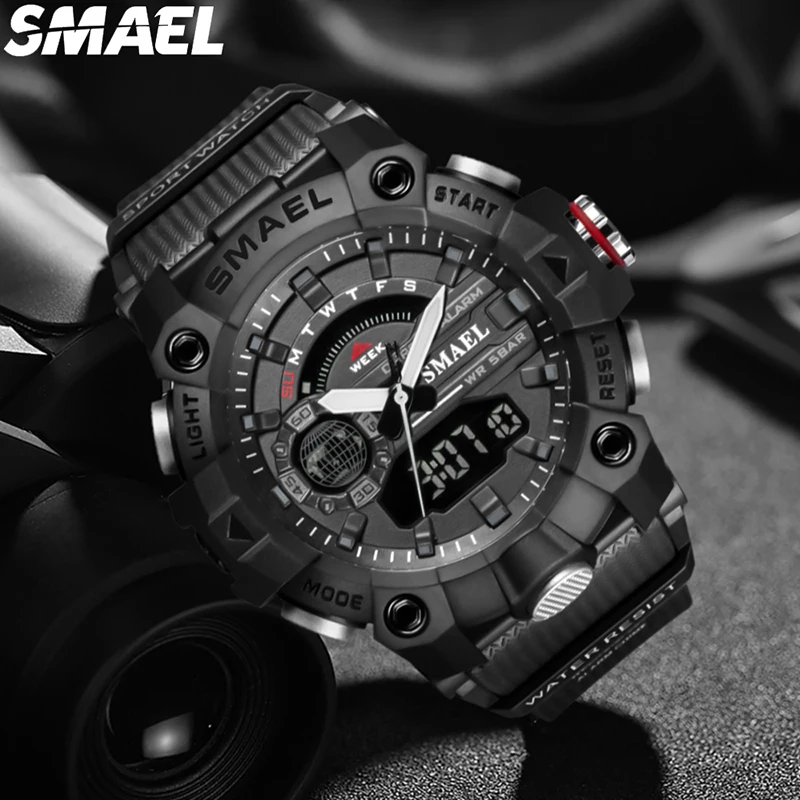 Sport Waterproof SMAEL 8040 Dropshipping Watch Stopwatch Alarm Clock Young Fashion Digital Quartz Watches for Men Pack of 2 - Image 4