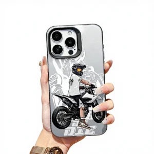Motorcycle Rider Matte Car Case, Cool Street Style Shockproof Cover /16/15/14 Pro Max Mobile Accessories for iPhone 17
