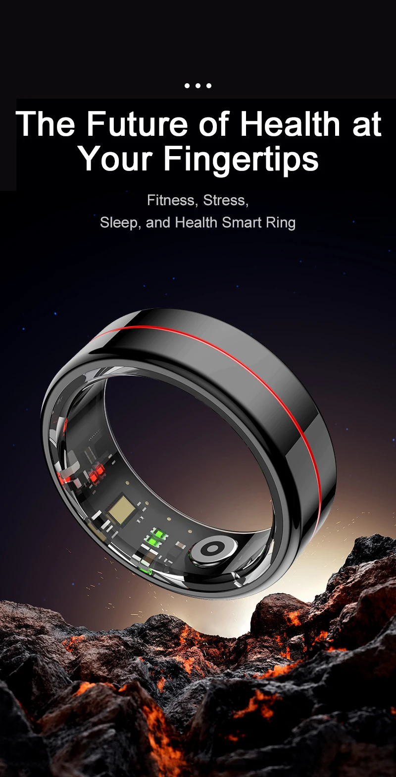 Smart Ring with Charging Case Health Sleep Monitor 5ATM Waterproof Multi-sport Mode Camera Control WiFi for Men and Women - Image 2