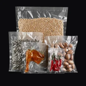 Custom Print Clear Textured Embossed Moisture Proof Vacuum Bag for Frozen Seafood Sushi Cooked Meat Vegetables Nuts