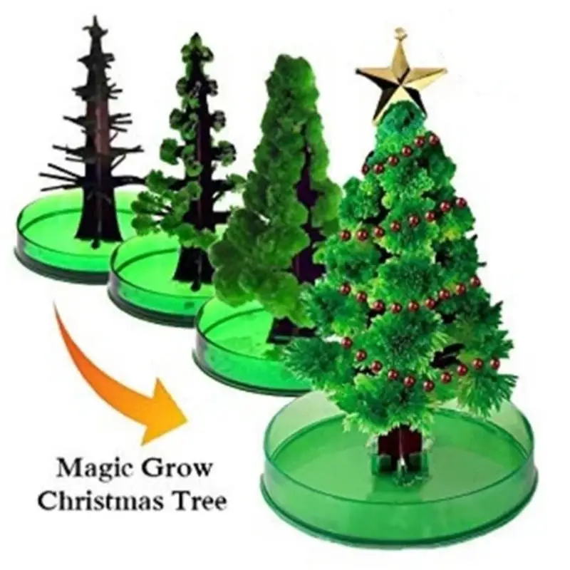 Wowei Magic Growing Crystal Christmas Tree Toy Presents Novelty Kit for Kids Funny Educational and Party Toys Diy Xmas Ornaments Pack of 10