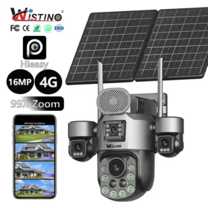 Wistino 16MP Four Lenses Four Screens 99X Zoom Motion Detection Auto Tracking 24 Hour Online 99X Zoom AOV Solar Camera