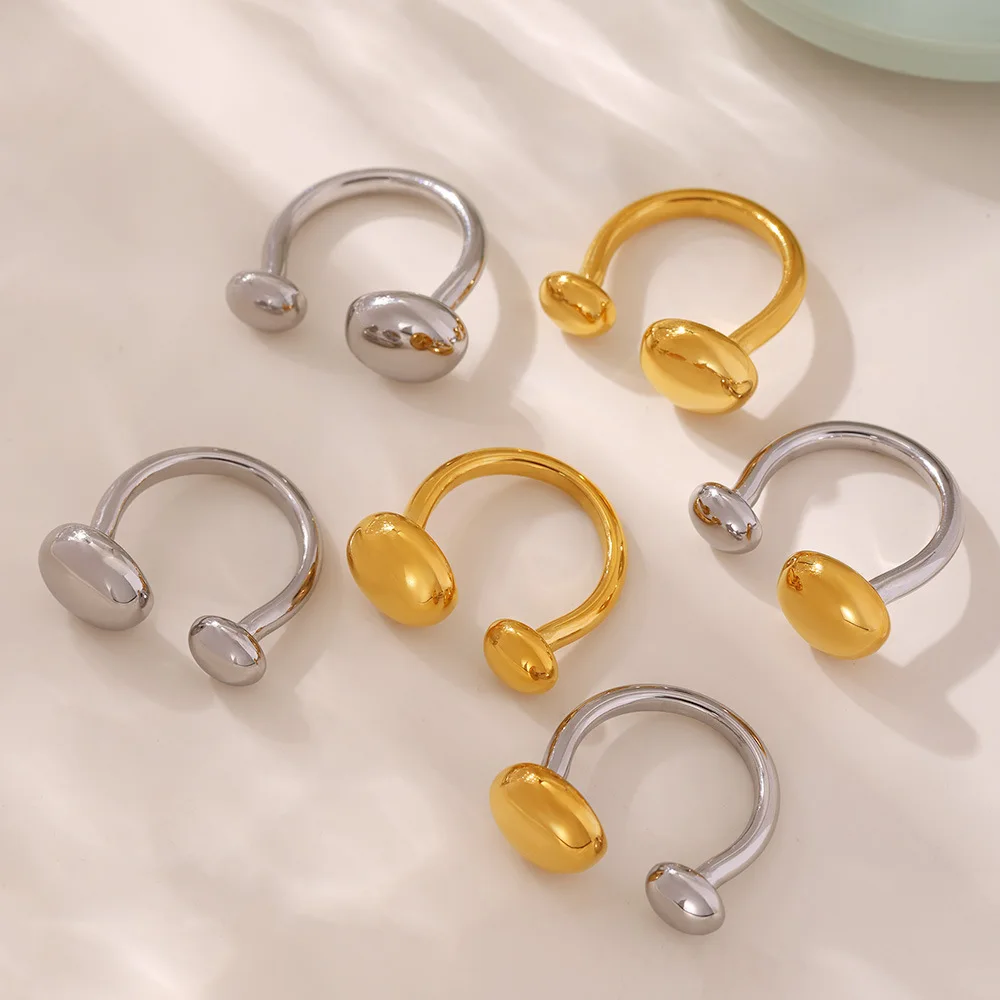 Unique Fine Rings Stainless Steel Headphone Shaped Ring High Polished Silver Special Waterproof Adjustable Rings for Women Pack of 6 - Image 3