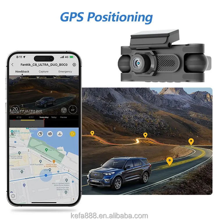 3 Inch IPS Screen Four-lens Vehicle DVR G-sensor Video Recorder Camera Black Car Dash Cam Monitor WiFi Support 4 Lens GPS 1080P - Image 3