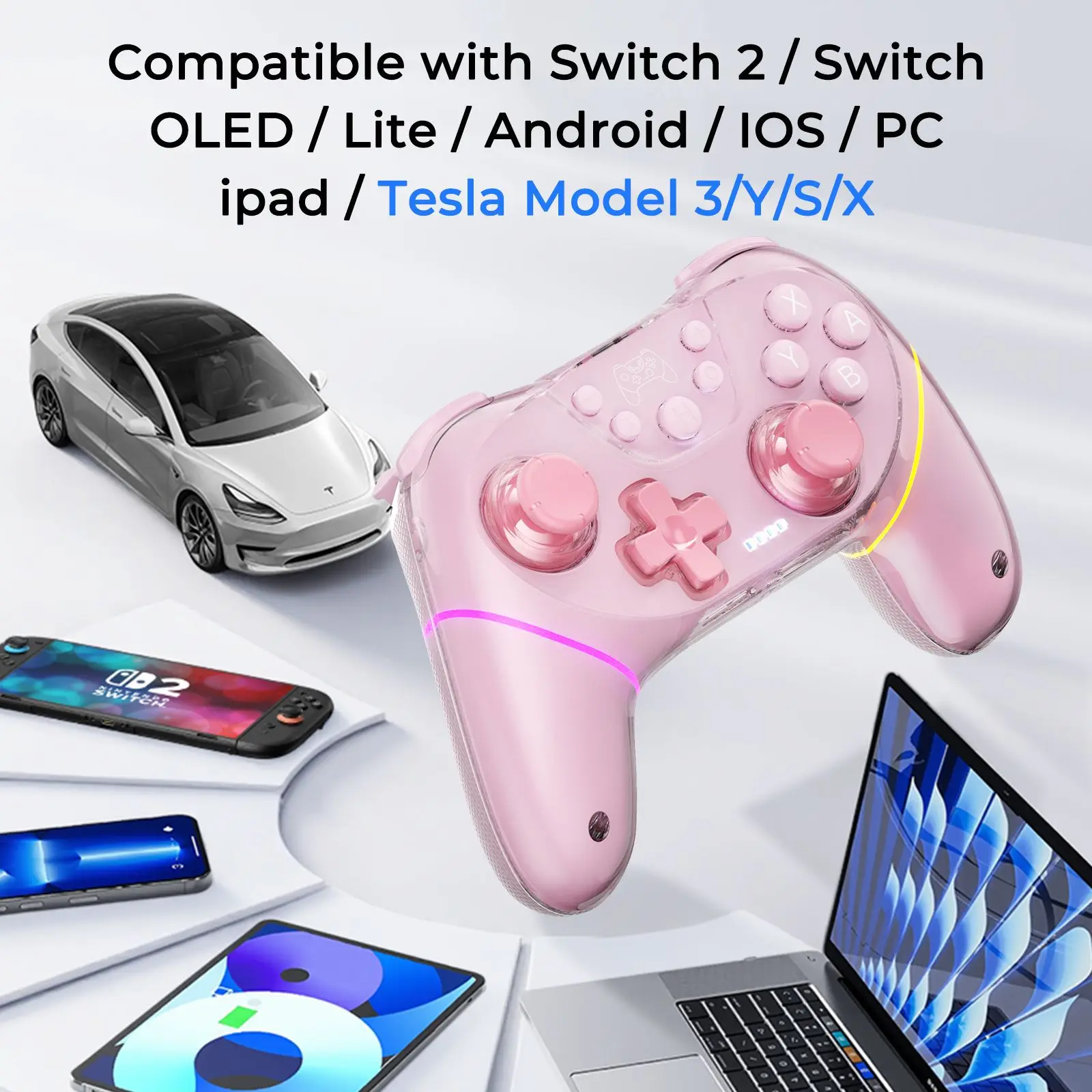 For Switch Wireless Game Controller T56 Model for Dual Hall Joystick RGB Light for Switch 2/OLED/Lite Android/iOS Pack of 5 - Image 3