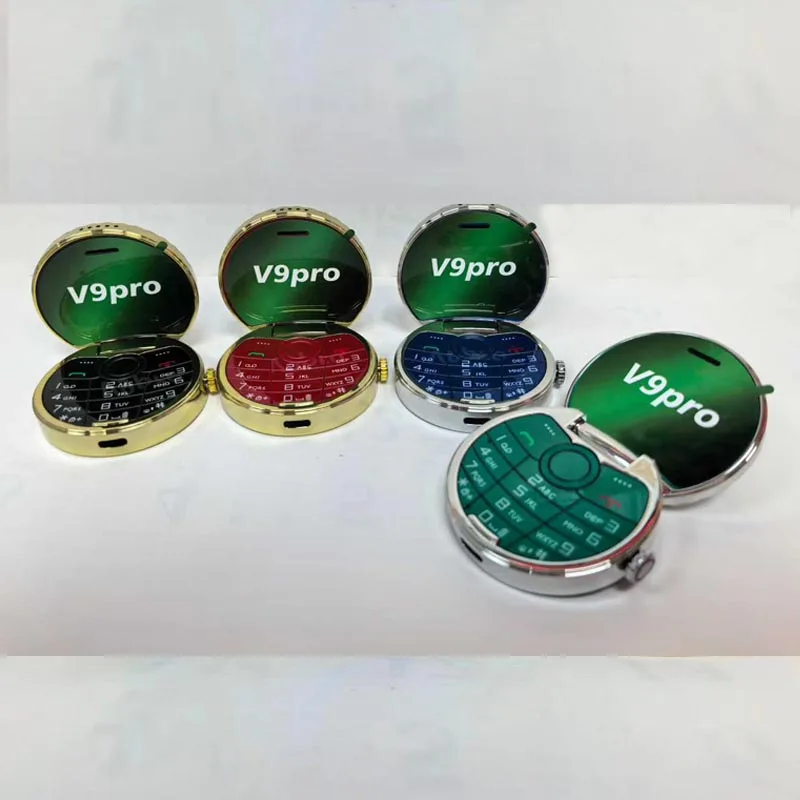 V9Pro Foldable Flip Phone Dual Screen 1.77inch Dual SIM Dual Standby 950mAh Battery Mini GSM Unlocked Feature Phone Pack of 5